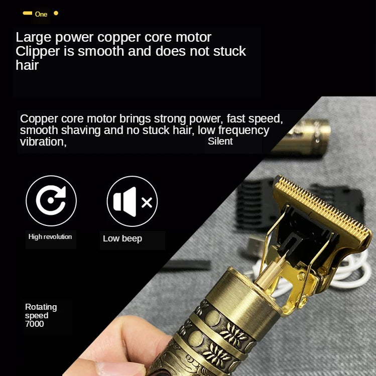 T9 Professional Cordless Hair Trimmer - Men's Electric Shaver