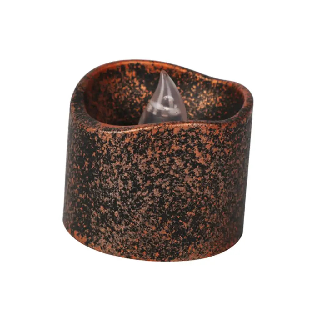 Vintage Style Black Wax Led Candle Flameless Tea Light Votive Candle for Wedding Birthday Party Table Decor Memorial Valentine