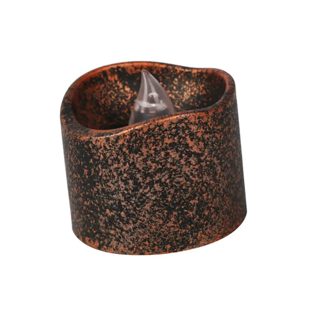 Vintage Style Black Wax Led Candle Flameless Tea Light Votive Candle for Wedding Birthday Party Table Decor Memorial Valentine