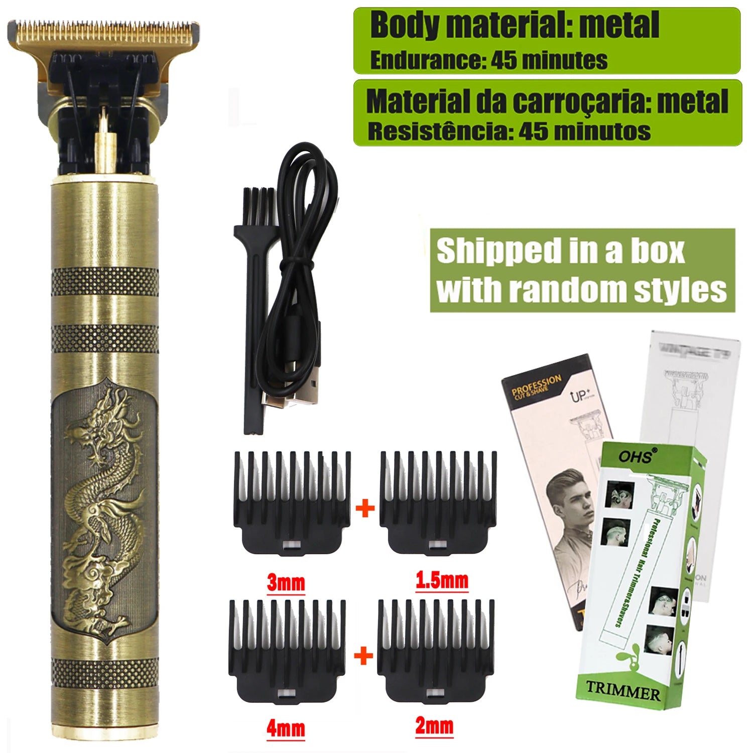 T9 Professional Cordless Hair Trimmer - Men's Electric Shaver