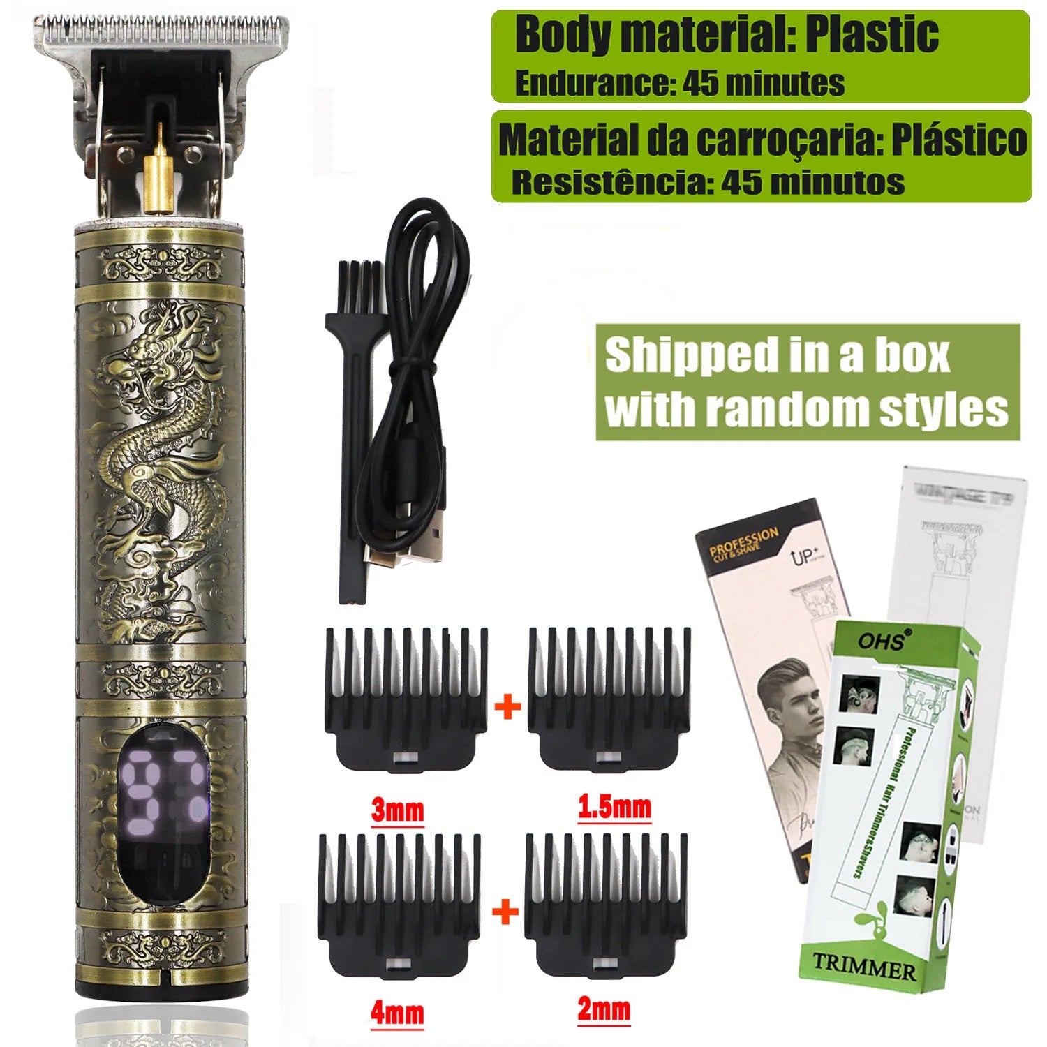 T9 Professional Cordless Hair Trimmer - Men's Electric Shaver