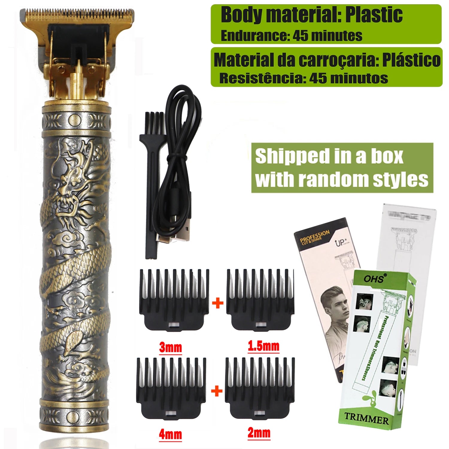T9 Professional Cordless Hair Trimmer - Men's Electric Shaver