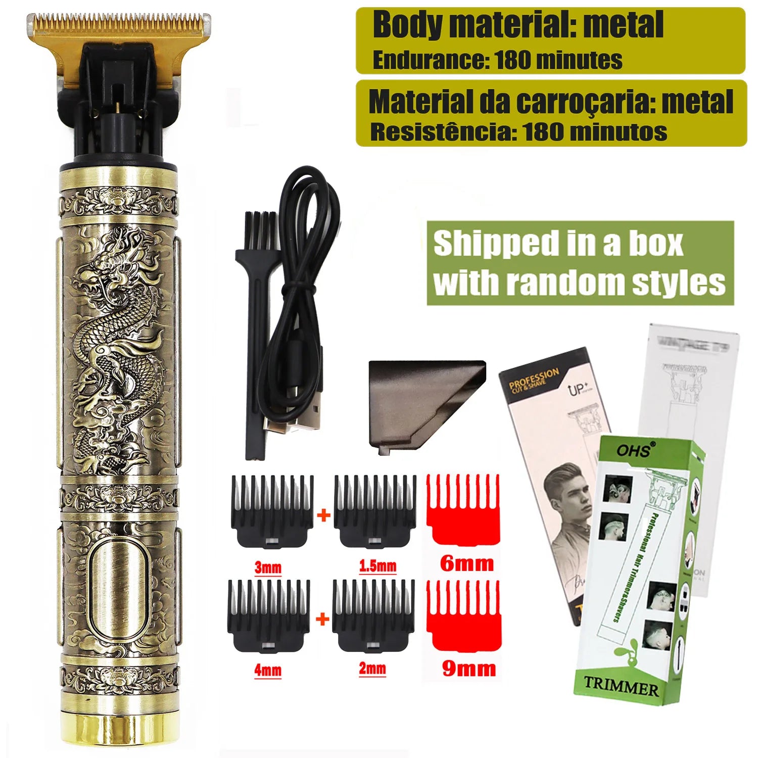 T9 Professional Cordless Hair Trimmer - Men's Electric Shaver