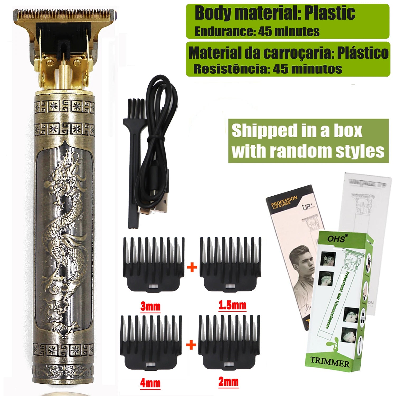 T9 Professional Cordless Hair Trimmer - Men's Electric Shaver