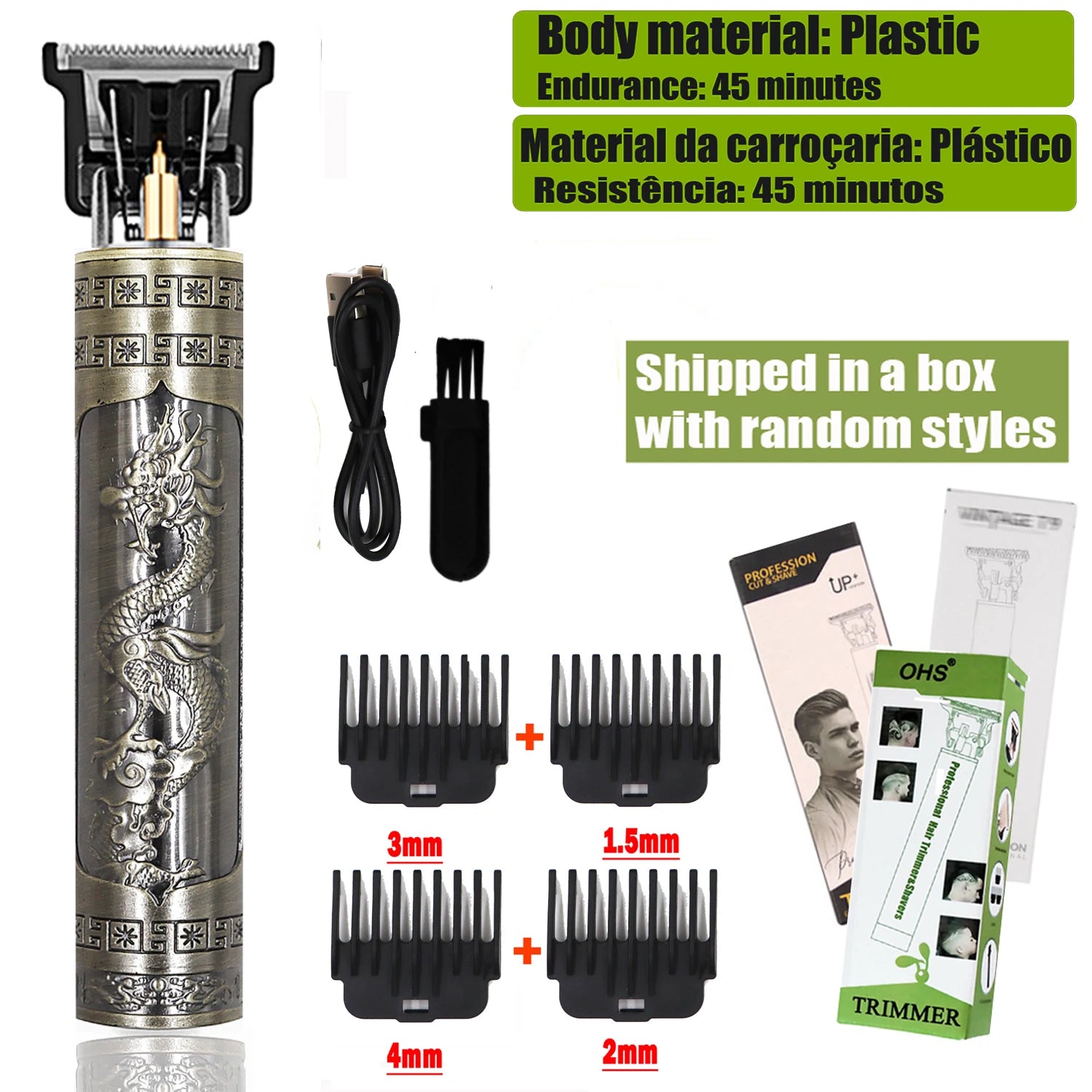 T9 Professional Cordless Hair Trimmer - Men's Electric Shaver
