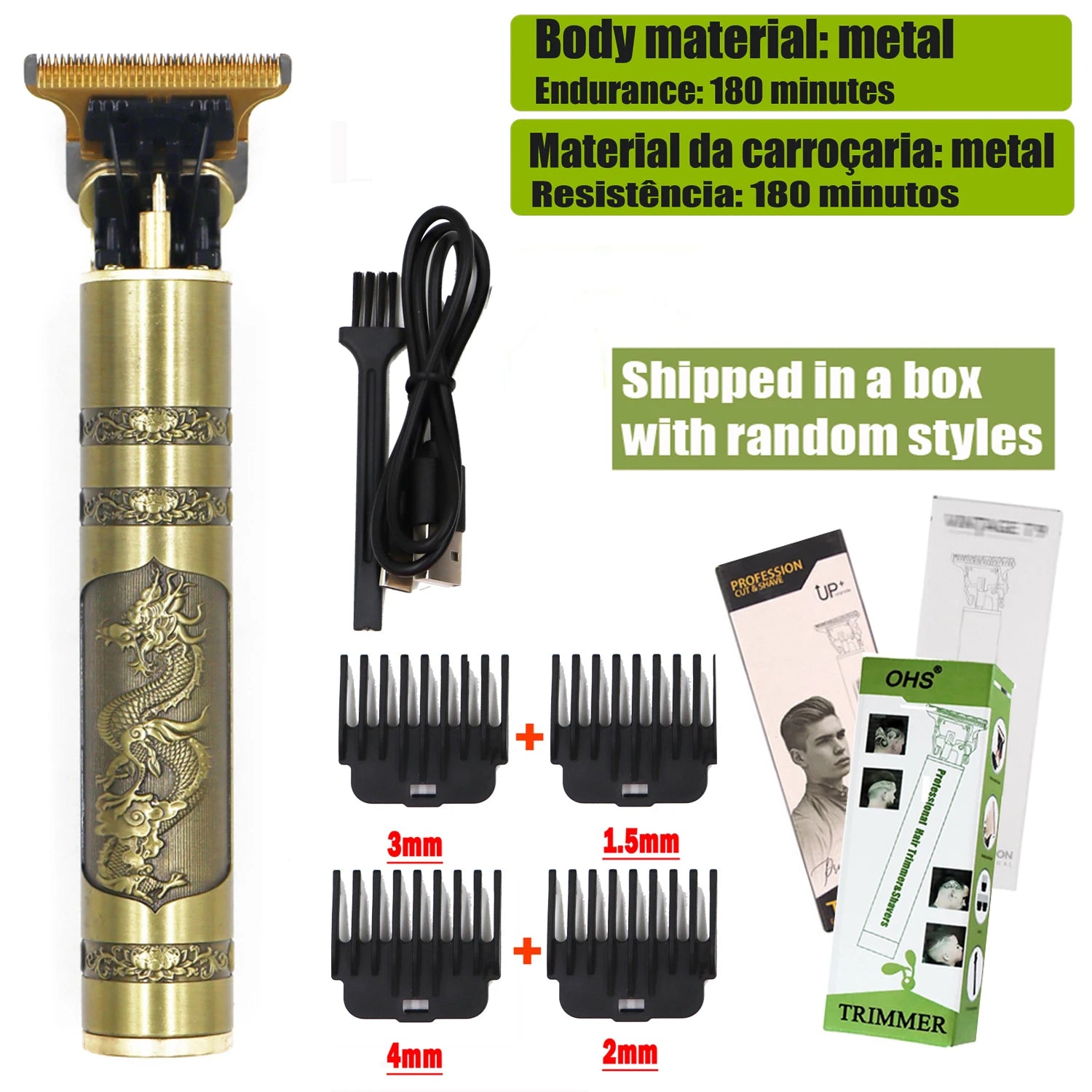 T9 Professional Cordless Hair Trimmer - Men's Electric Shaver