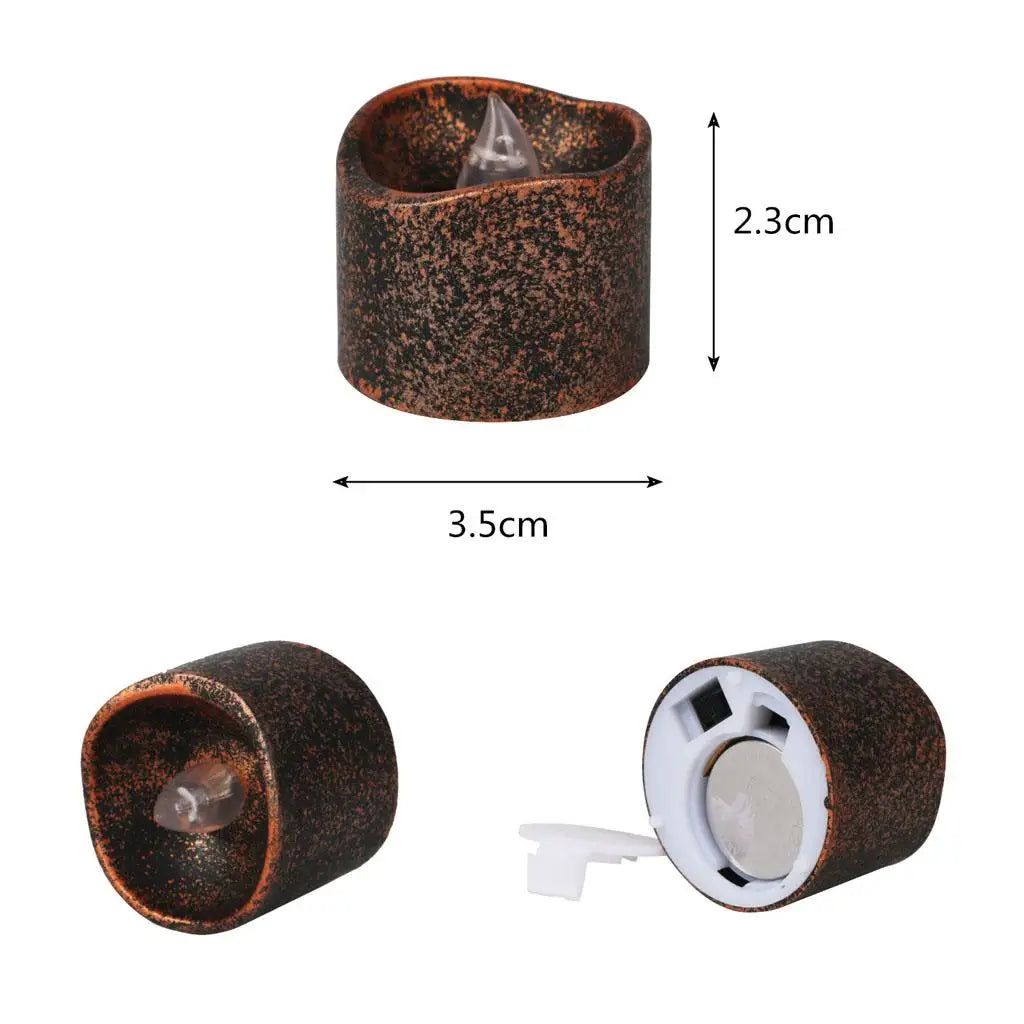Vintage Style Black Wax Led Candle Flameless Tea Light Votive Candle for Wedding Birthday Party Table Decor Memorial Valentine
