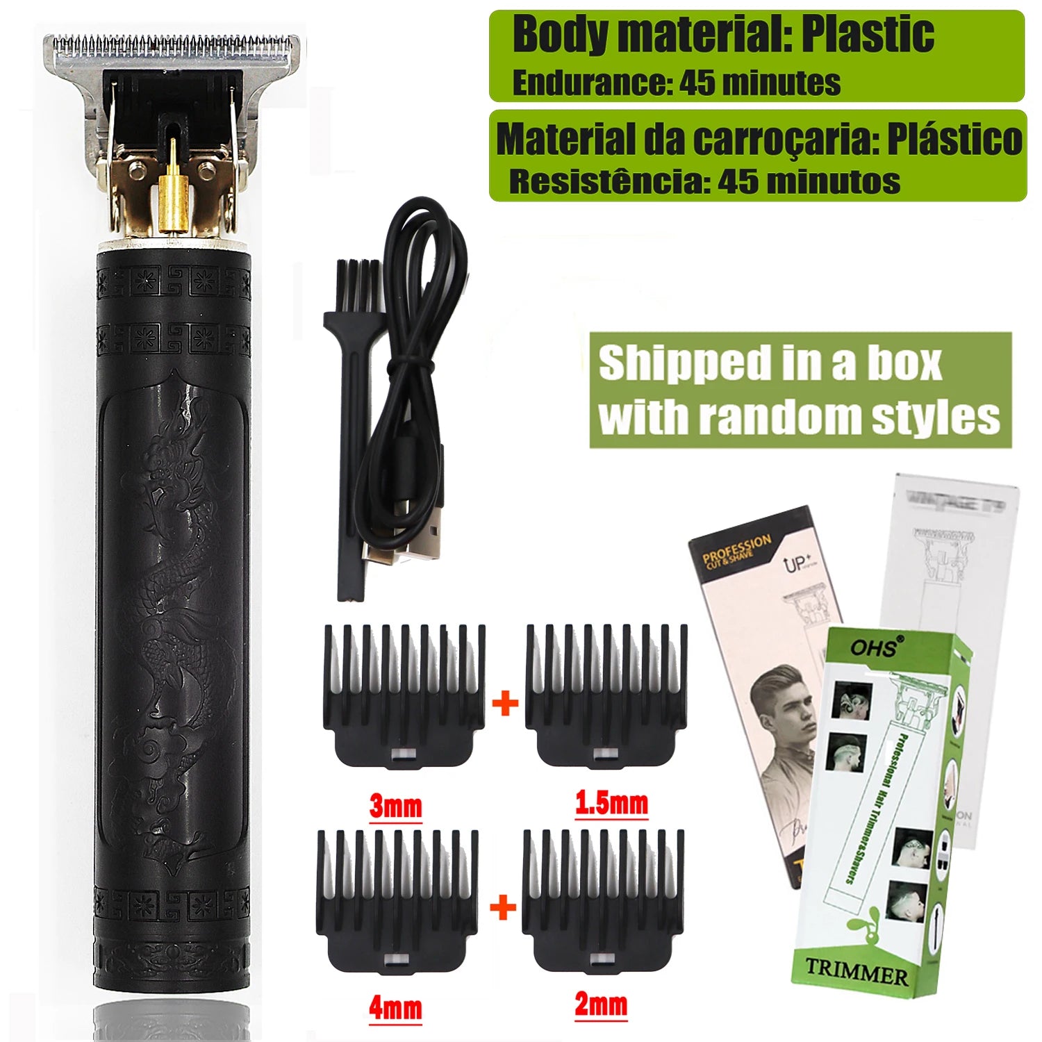 T9 Professional Cordless Hair Trimmer - Men's Electric Shaver