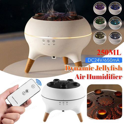Dynamic Jellyfish Air Humidifier Remote Control Desktop Air Humidifier 7 Colorful Simulation Mushroom Essential Oil Diffuser