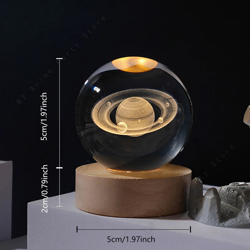 3D Galaxy Crystal Ball Night Light - LED Bedside Lamp