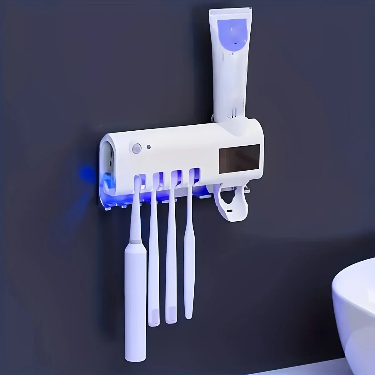 Smart UV Toothbrush Sanitizer & Automatic Toothpaste Dispenser