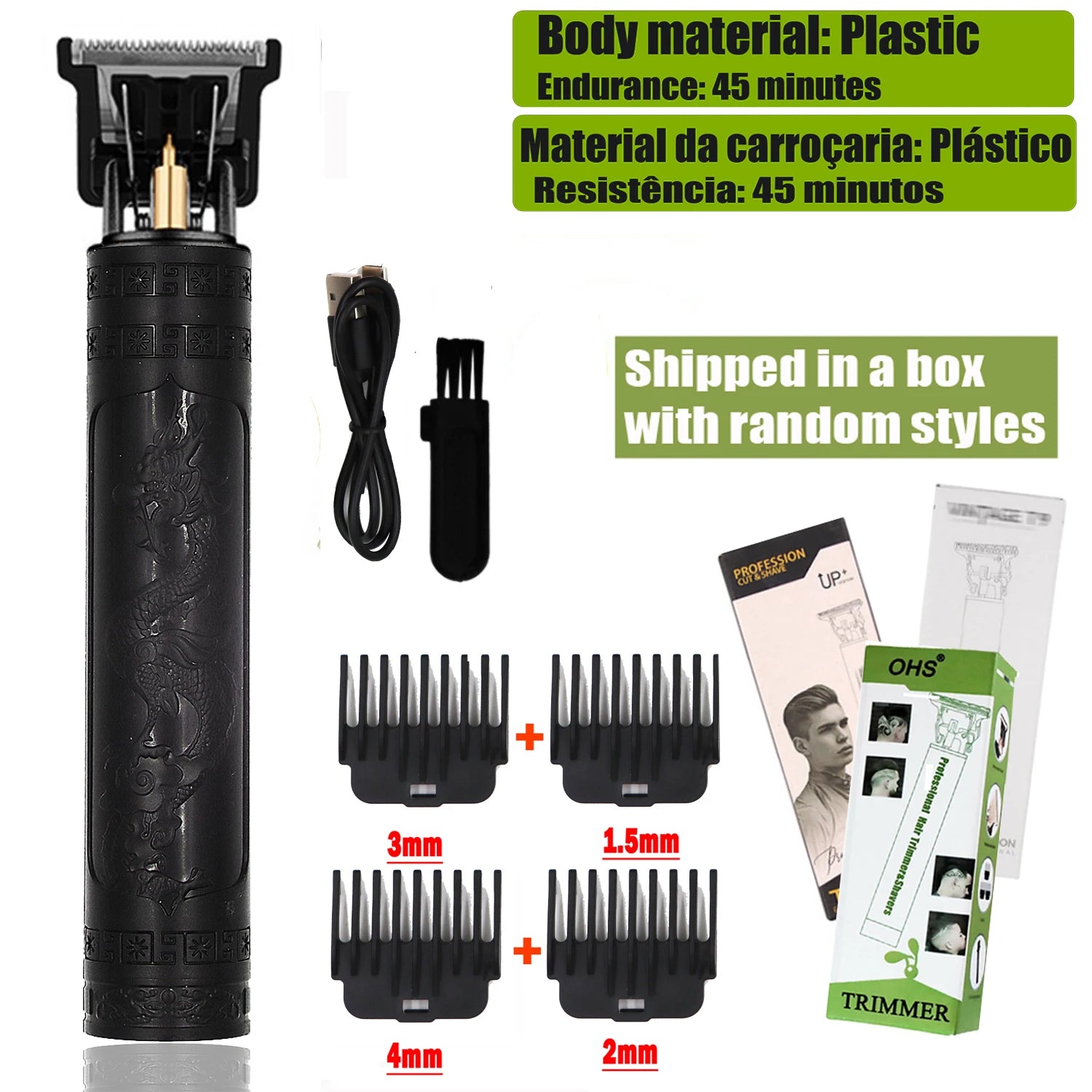 T9 Professional Cordless Hair Trimmer - Men's Electric Shaver
