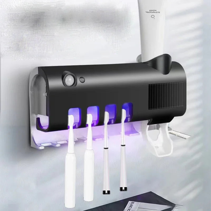 Smart UV Toothbrush Sanitizer & Automatic Toothpaste Dispenser