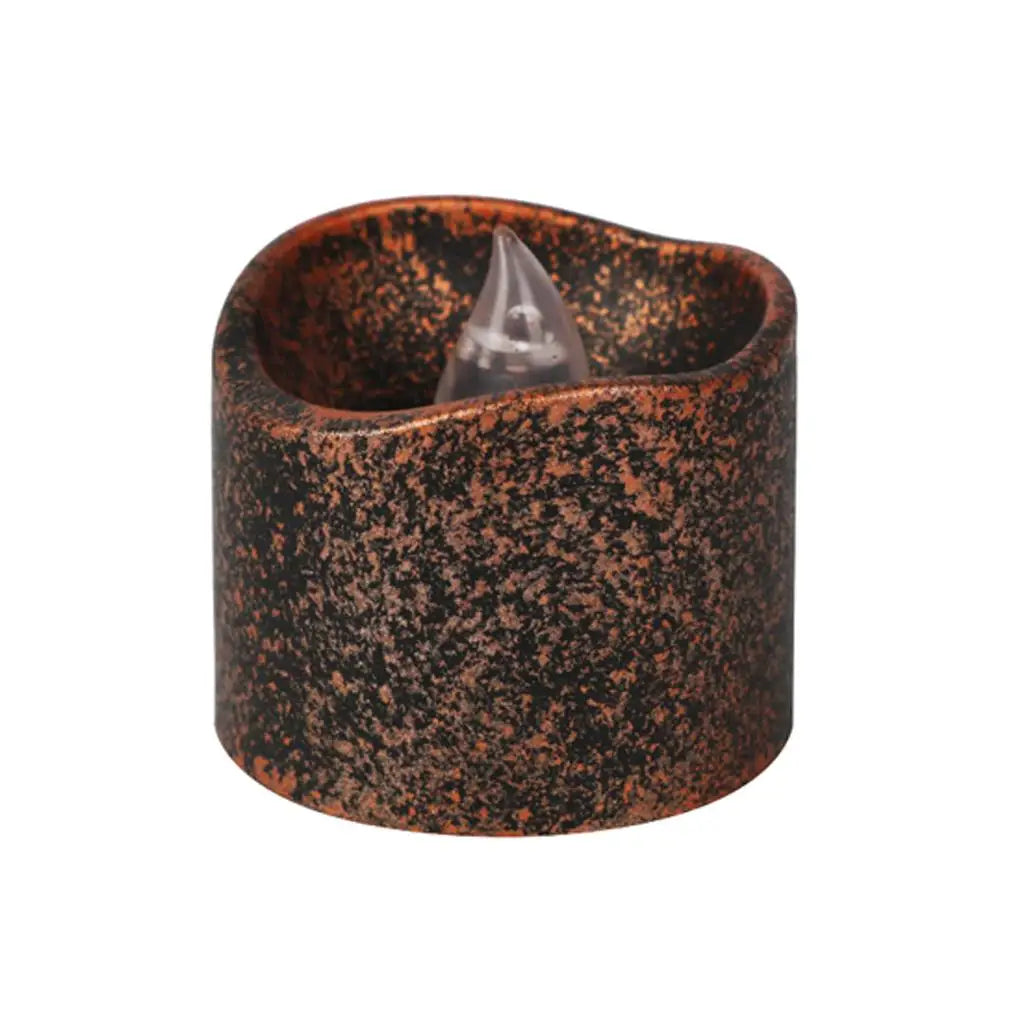 Vintage Style Black Wax Led Candle Flameless Tea Light Votive Candle for Wedding Birthday Party Table Decor Memorial Valentine