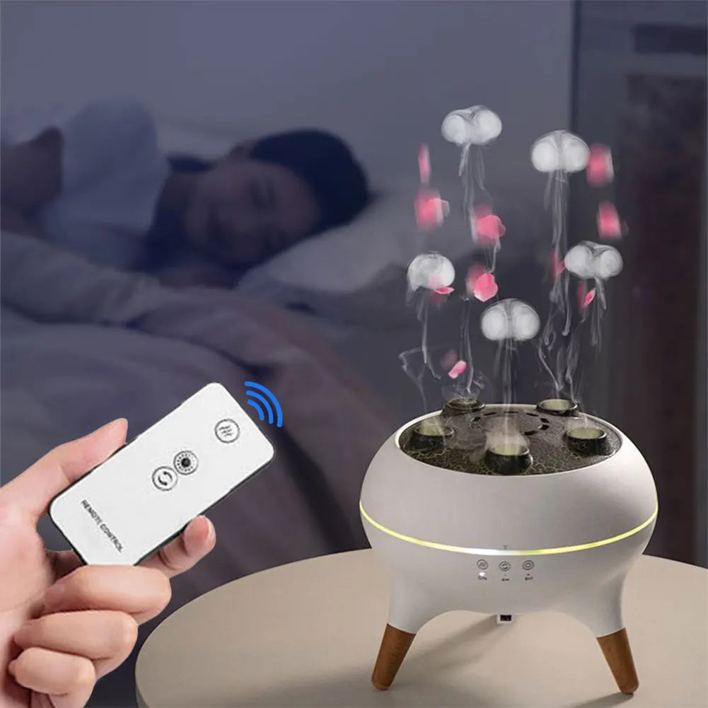 Dynamic Jellyfish Air Humidifier Remote Control Desktop Air Humidifier 7 Colorful Simulation Mushroom Essential Oil Diffuser