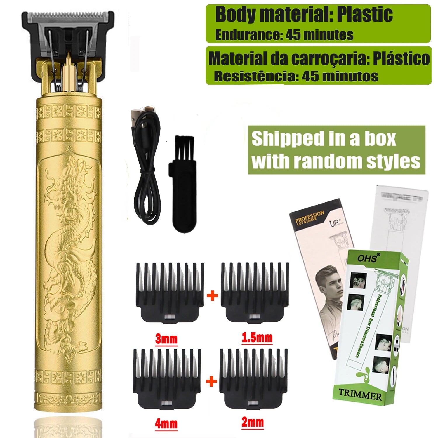 T9 Professional Cordless Hair Trimmer - Men's Electric Shaver