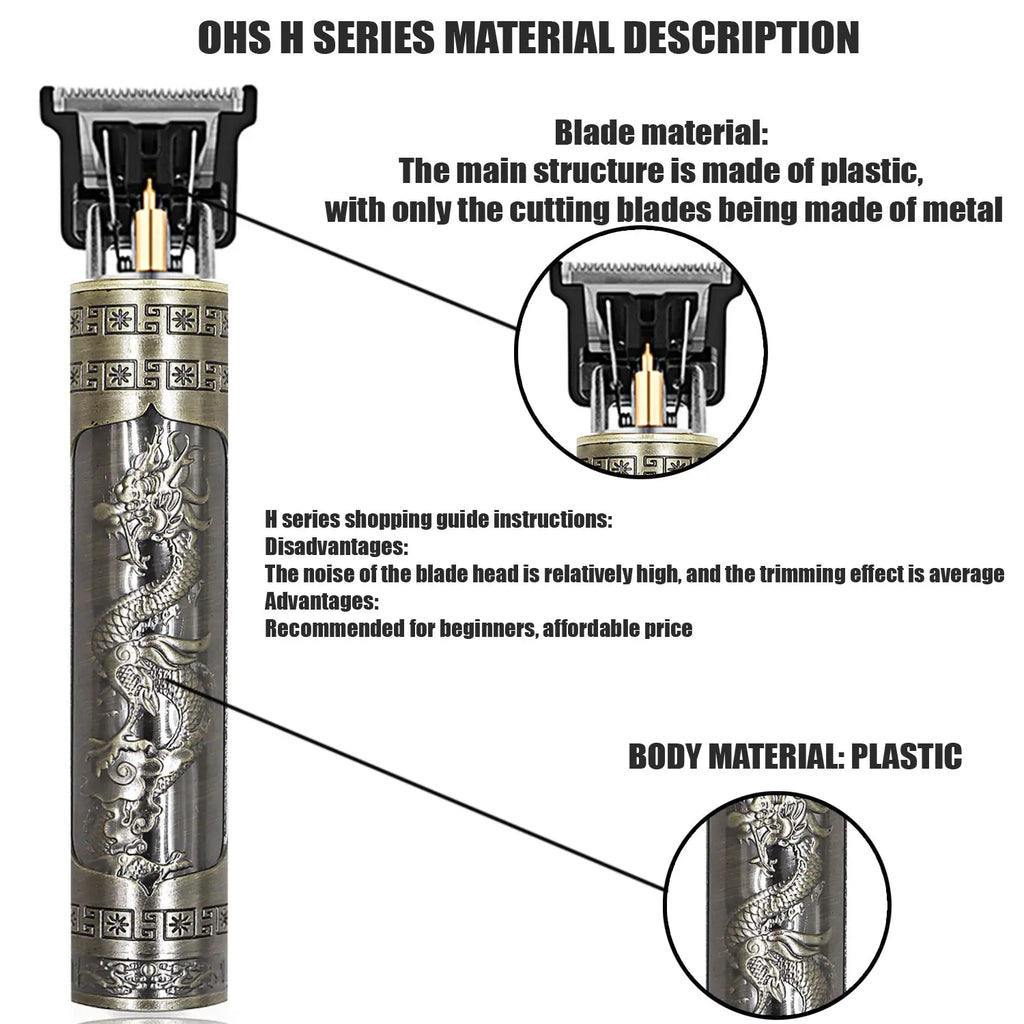 T9 Professional Cordless Hair Trimmer - Men's Electric Shaver